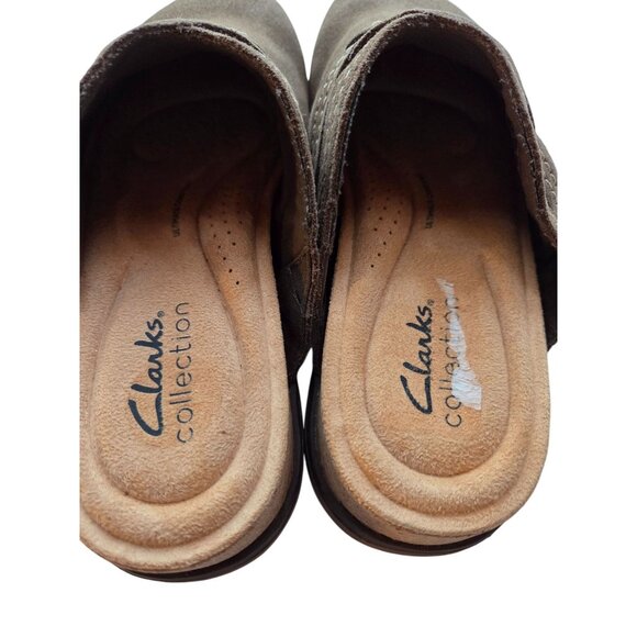 Clarks Brynn Glide Womens Slip-On Mules Size US 6 Medium Dark Olive Suede Leathe - Picture 3 of 6